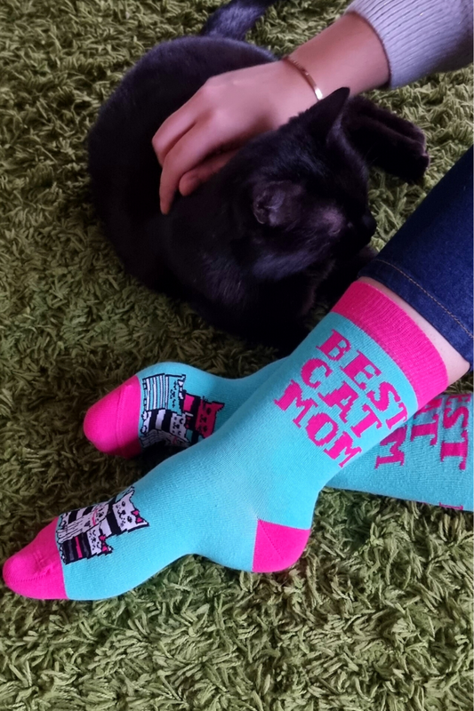 BEST CAT MOM cotton socks with cats